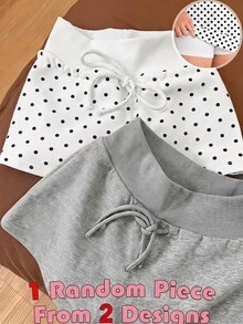 SHEIN تنورة رياضية كاجوال للبنات المراهقات مع حبل شد، محبوكة بلون رمادي فاتح سادة، مع ليقنز مدمج - رمادي فاتح - مشاهدة 10