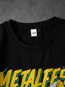 Transformers X SHEIN Men's Letter Cartoon Print Casual Daily Short Sleeve T-Shirt - Black - View 3