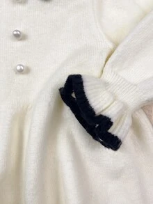 SHEIN 女嬰針織對比色領口休閒毛衣洋裝，適合秋冬穿著 - 彩色 - 查看 5