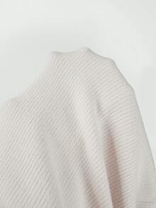 SHEIN Franclia Women Half Zip Mock Neck Ribbed Knit Sweater, Slim Fit Long Sleeve Stretch Knit Top, Casual Fall Win - Apricot - View 6