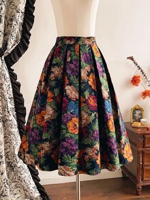Vintamour Women's Vintage Court Style Jacquard Pleated Skirt - Multicolor - View 6