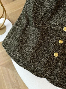 GlowEve CURVE Plus Size Women's Luxury Elegant Button Vest Jacket - Brown - View 4