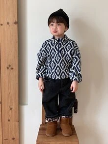 Dazy Kids Infant (Boy) Autumn/Winter Diamond Grid Long Sleeve Sweatshirt - Grey - View 5
