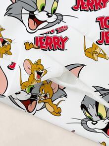TOM & JERRY X SHEIN 女童字母卡通印花休閒日常長袖運動衫 - 白色 - 查看 8