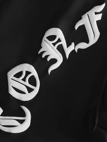 SLATEMANN 男士字母印花休閒日常運動長褲 - 黑色 - 查看 3