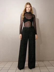 MOTF PREMIUM WOMEN'S ELEGANT WIDE LEG PANTS WITH POCKETS FOR OFFICE AND COMMUTE - Black - View 4