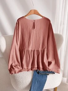 CosyJoli Plus Size Women's Lace Blouse, White Top, Spring/Summer Casual Women's Blouse Fall - Pink - View 2