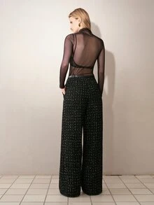 MOTF PREMIUM WOMEN'S ELEGANT WIDE LEG PANTS WITH POCKETS FOR OFFICE AND COMMUTE - Black - View 3