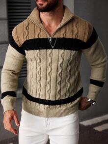 Manfinity Homme Men's Colorblock Casual Daily Wear Long Sleeve Sweater - Multicolor - View 5
