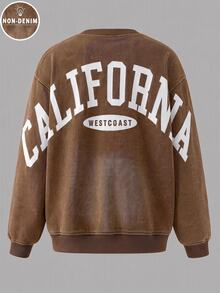 男童大童數位印花 California 英文字母時尚休閒圓領長袖運動衫上衣 - 彩色 - 查看 2