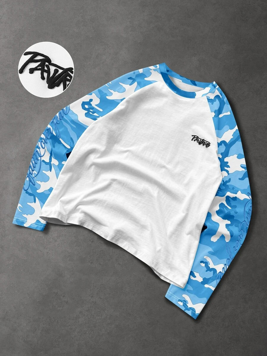 PAVTROS Men's Letter Print Casual Daily Long Sleeve T-Shirt - Multicolor - View 1
