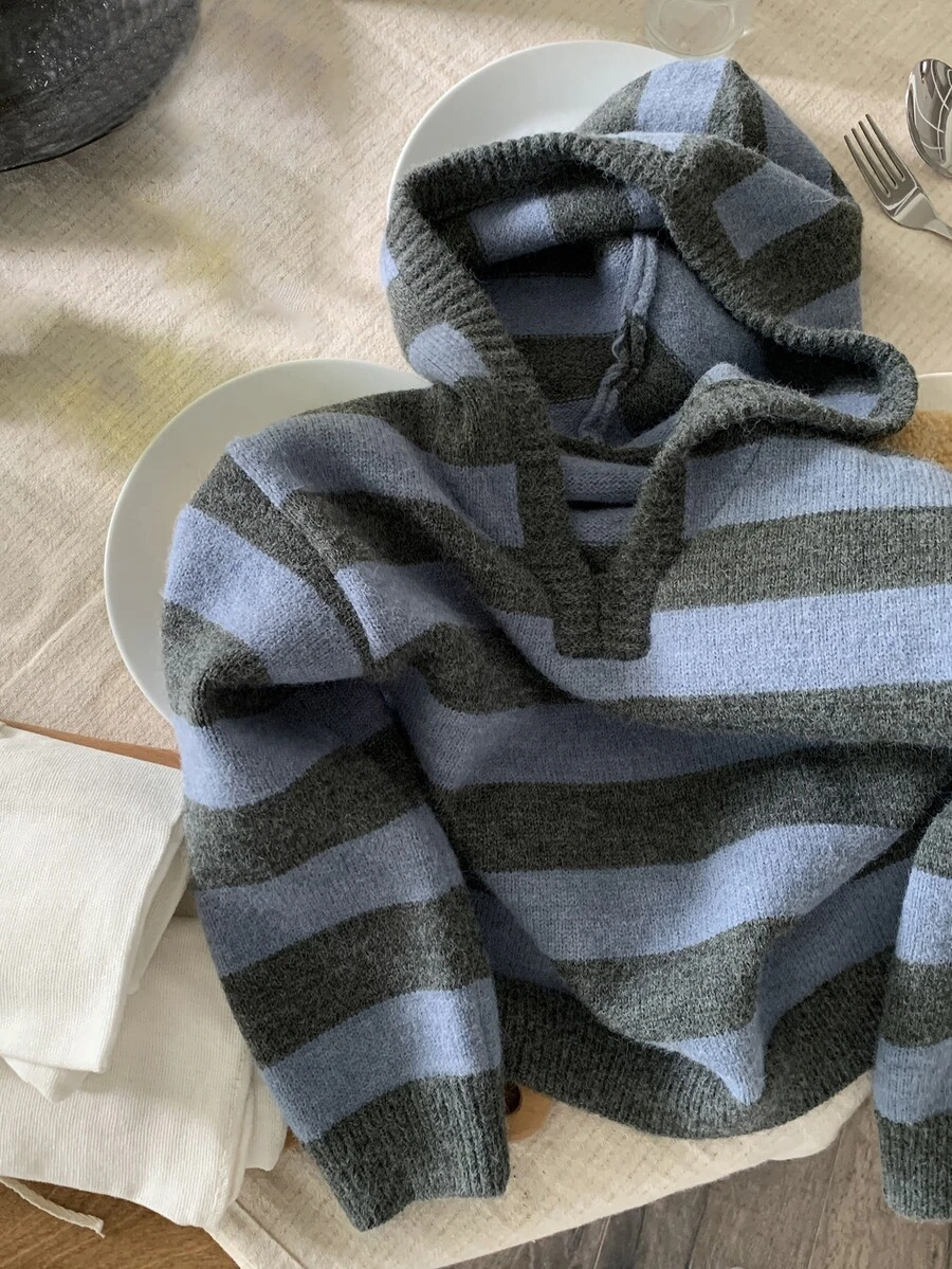 Dazy Kids Infant (Boy) Hooded Striped Comfortable Korean Style Autumn/Winter Sweater - Blue - View 1