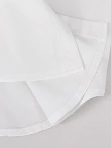 SHEIN 青少年女孩休閒印花鈕扣領長袖修身襯衫，春秋款 - 白色 - 查看 8
