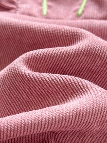 SHEIN 女嬰 2件套：針織羅紋圓領長袖套頭上衣，附3D花卉刺繡圖案 & 燈芯絨吊帶連身裙 - 彩色 - 查看 5