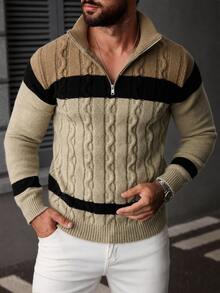 Manfinity Homme Men's Colorblock Casual Daily Wear Long Sleeve Sweater - Multicolor - View 4
