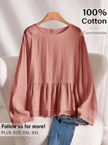 CosyJoli Plus Size Women's Lace Blouse, White Top, Spring/Summer Casual Women's Blouse Fall - Pink - View 3