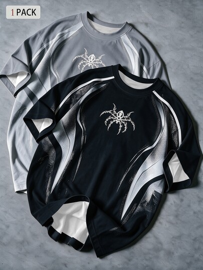 Sport MetroGents Men's Colorblock Spider Print Sports T-Shirt