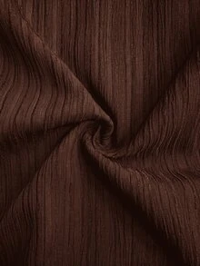SHEIN Maternity Solid Color Waist Gathered Wide Leg Loose Long Pants - Coffee Brown - View 6