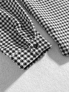 ROMWE MEN Men's Loose Plaid Shirt With Tie - Multicolor - View 6