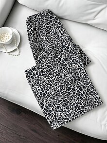 Children's New Vintage Style Long Wide Leg Pants, Fall Clothes, Slim Black Leopard Print, Straight Tapered Slim Fit, Drawstring Design - Multicolor - View 2