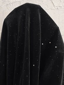 SHEIN فستان أنيق للحوامل بلون موحد وياقة دائرية وأكمام طويلة وتصميم مجعد ضيق - الأسود - مشاهدة 7