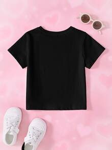 THE POWERPUFF GIRLS X SHEIN Young Girl Letter Cartoon Print Casual Daily Short Sleeve T-Shirt - White - View 2