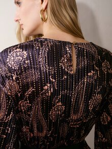 MOTF PREMIUM RHINESTONE VELVET PAISLEY PATTERN AUTUMN/WINTER 2 PIECES SET - Multicolor - View 4