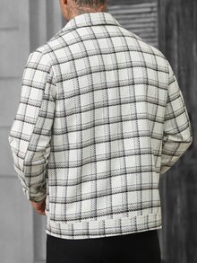 Manfinity Homme 男士休閒混紡羊毛格紋夾克，適合日常通勤穿著，也是送給男友與丈夫的理想禮物 - 杏色 - 查看 2