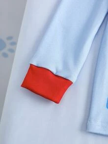 SHEIN | PAW Patrol 小男孩卡通印花短袖上衣與長褲休閒日常居家睡衣套裝 - 藍色 - 查看 5