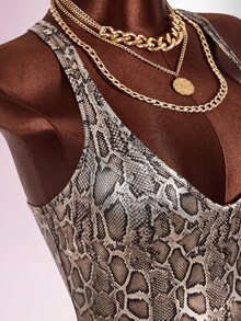 Amplova Women's Sexy Snake Print Bodycon Dress - Brown - View 7
