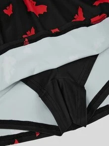 Sweetra Knitted Digital Print Dark Halloween Bat Slim Fit Shorts Skirt - Multicolor - View 7