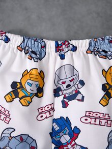 Transformers X SHEIN Baby Boy Crew Neck Long Sleeve Sweatshirt And Sweatpants Set Gen - Apricot - View 5