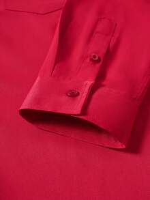 Manfinity Mode Men's Casual Versatile Solid Color Long Sleeve Shirt - Red - View 4
