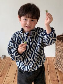 Dazy Kids Infant (Boy) Autumn/Winter Diamond Grid Long Sleeve Sweatshirt - Grey - View 1