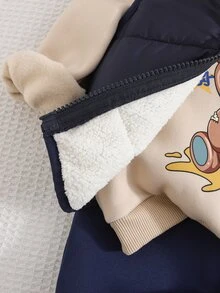 Cozy Pixies Baby Boy 3pcs Set: Knitted Cartoon Pattern Crew Neck Sweatshirt, Woven Solid Color Vest, And Knitted Solid Color Long Pants - Multicolor - View 3