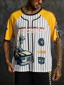 Transformers X SHEIN Men's Letter Print Short Sleeve T-Shirt And Shorts Casual Daily Outfit - White - View 6
