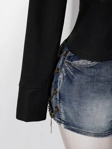 SHEIN ICON 女款大尺碼休閒百搭日常穿著長袖外套 秋季 - 黑色 - 查看 13