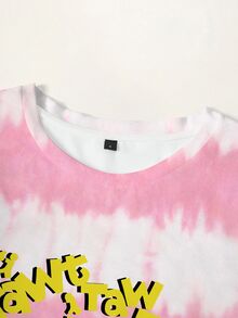 LOONEY TUNES X SHEIN Plus Size Summer Casual Colorblock Striped Cartoon Print T-Shirt - White - View 3