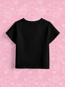 THE POWERPUFF GIRLS X SHEIN Young Girl Letter Cartoon Print Casual Daily Short Sleeve T-Shirt - White - View 8