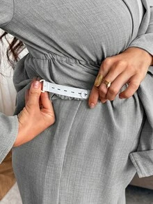 SHEIN 孕婦抽繩長袖外套與可調腰圍長褲 2 件套裝 - 灰色 - 查看 10