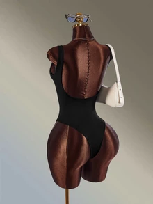 Amplova Women's Black Mesh Sheer U-Back Backless Sports Jumpsuit - Black - View 8