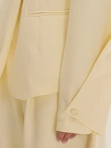 MUSEYN Cream Woven Cinched Structured Suit Blazer Date Night Timeless Tailored Office New Season Fall - Beige - View 7