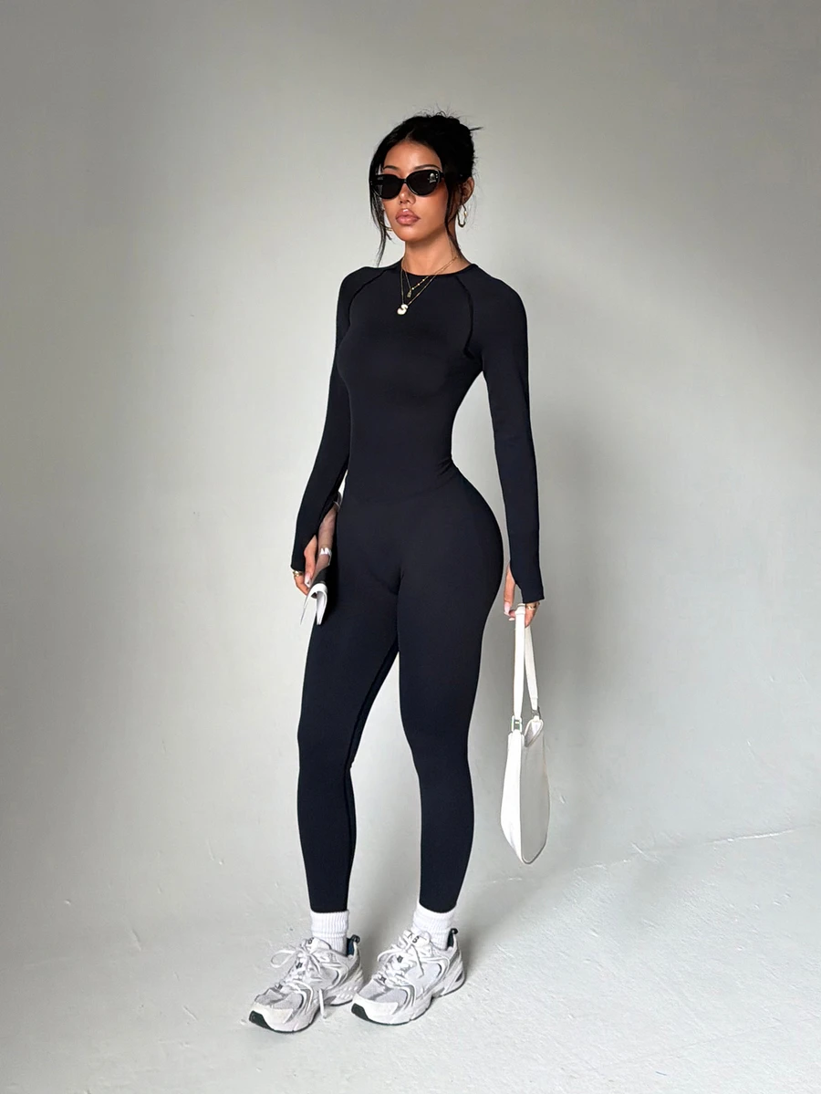Easithlete Women's Seamless Yoga Jumpsuit - Black - View 1