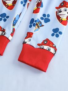 SHEIN | PAW Patrol 小男孩卡通印花短袖上衣與長褲休閒日常居家睡衣套裝 - 藍色 - 查看 7