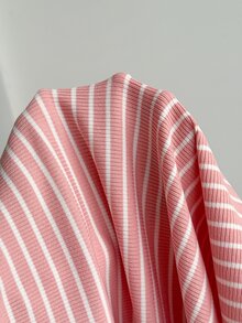 Attitoon 2pcs Casual Minimalist Style All-Match White Tank Top & Pink Striped Square Neck Long Sleeve T-Shirt Set, Versatile For Autumn/Winter - Multicolor - View 5
