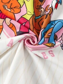 SCOOBY-DOO X SHEIN Tween Girl V-Neck Short Sleeve Casual Versatile T-Shirt DOO - Black - View 8