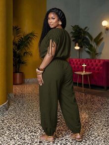 Veslaya 2026 Spring/Summer Women's Plus Size New Bold, Classy Feminine Style Tummy Control Fit Breathable Lightweight Casual Outfit Chic - Army Green - View 2