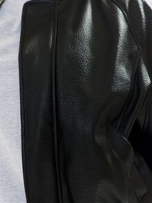 MUSERA Black PU Leather Zip Up Jacket Casual Cool Basic Fall Winter Autumn - Black - View 6