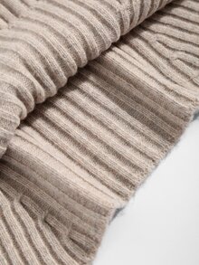 Velvienne Đầm len dệt kim cổ nơ mềm mại size lớn - Màu Khaki - Xem 8