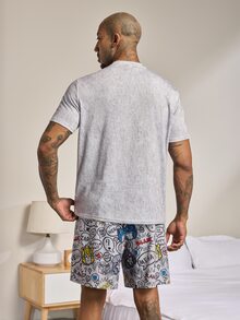 Transformers X SHEIN Men's Round Neck Short Sleeve T-Shirt And Shorts Loungewear Set Evergreen - Grey - View 2